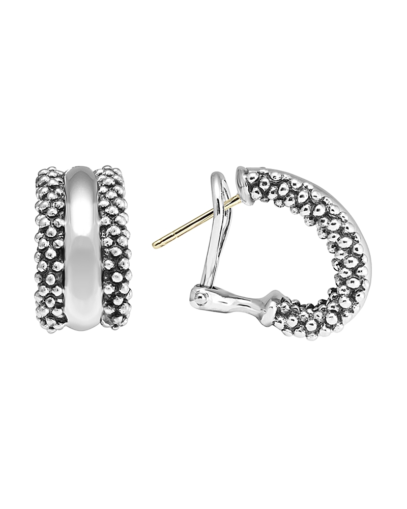 Lagos Caviar Hoop Earrings In Sterling Silver In Silver