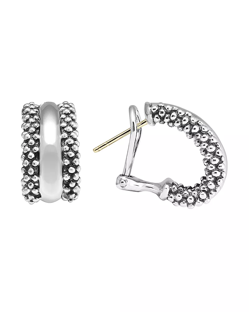 Lagos Caviar Hoop Earrings in Sterling Silver