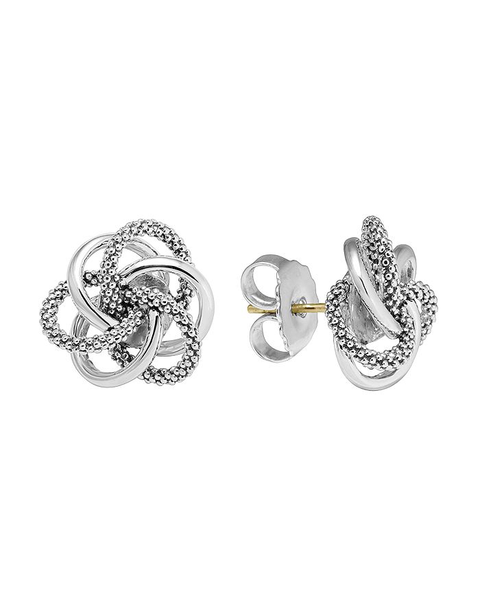 Shop Lagos Sterling Silver Knot Caviar Earrings