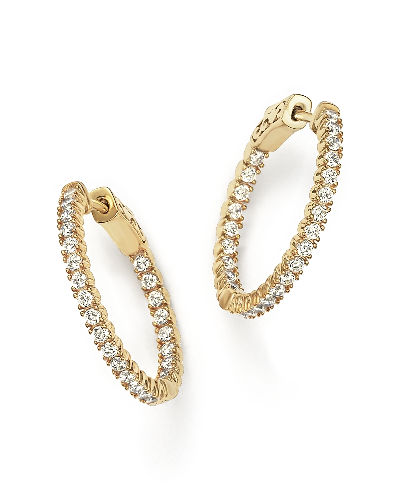Diamond Inside Out Hoop Earrings in 14K Yellow Gold, 1.0 tcw