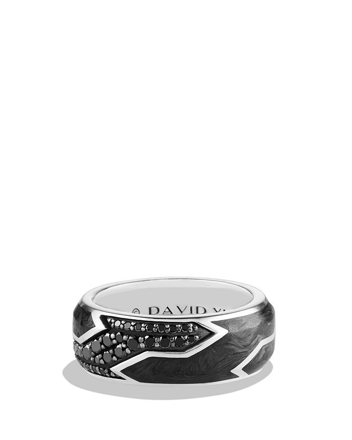 David Yurman Forged Carbon Ring with Black Diamonds in Silver Bloomingdale s