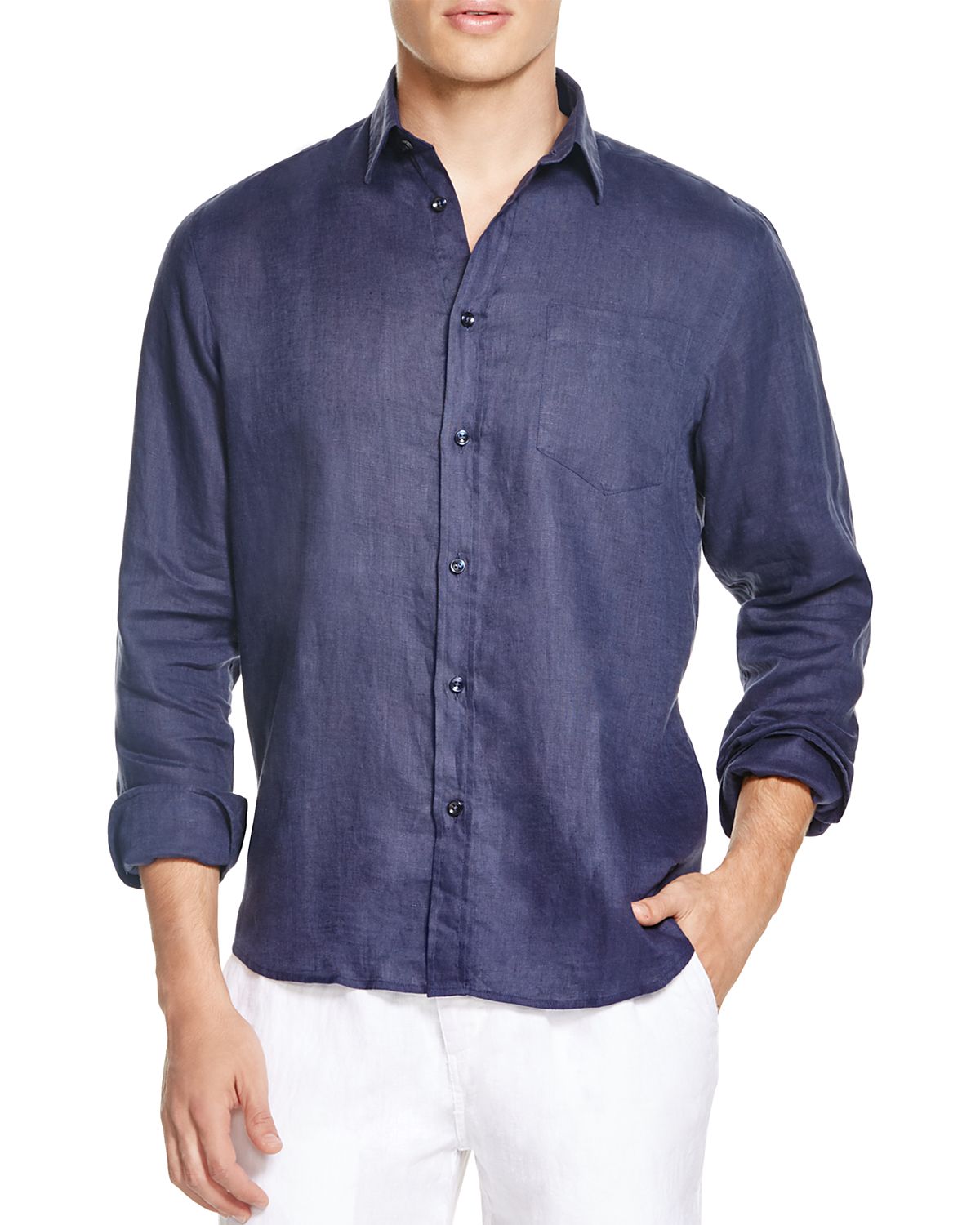 Vilebrequin Regular Fit Long Sleeve Linen Button Down Shirt