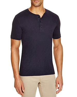 Vince Slub Knit Henley Tee In Coastal Blue