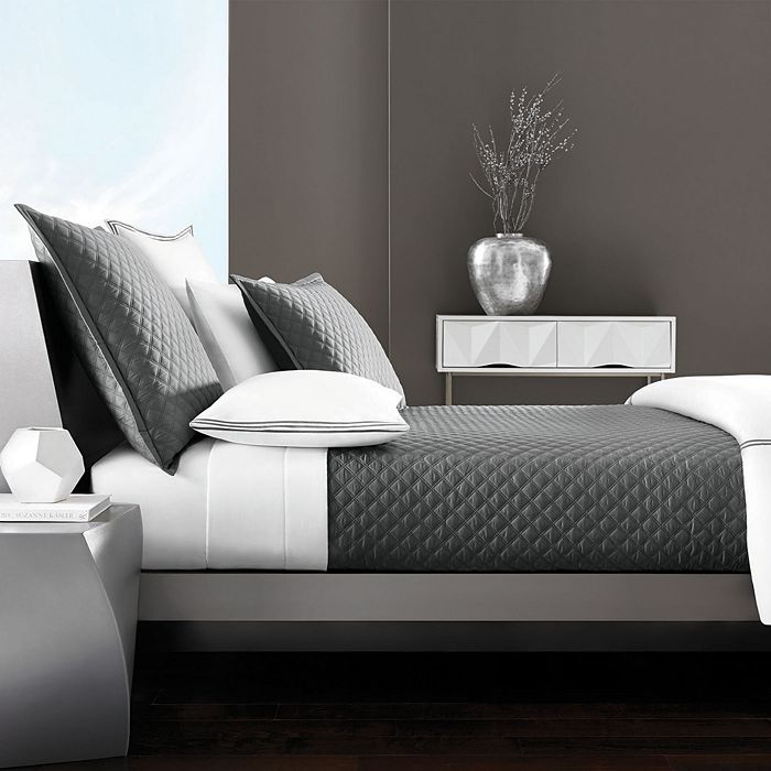 Shop Hudson Park Collection Double Diamond Quilted Standard Sham - 100% Exclusive In Charcoal