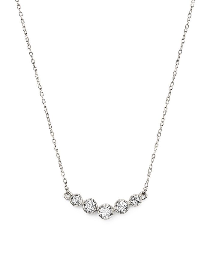 Bloomingdale's Diamond Graduated Bezel Necklace In 14k White Gold, 0.25 Ct. T.w. - 100% Exclusive