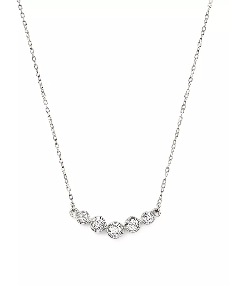 Diamond Graduated Bezel Necklace in 14K White Gold, 0.25 tcw