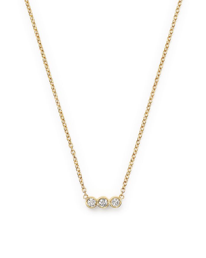 Zoë Chicco 14K Yellow Gold Bar Necklace with Diamonds, 16