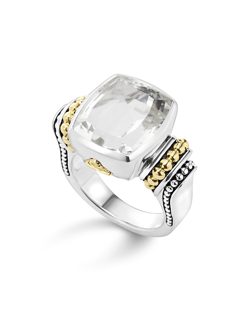 Lagos 18K Gold and Sterling Silver Rittenhouse Medium Ring with White Topaz