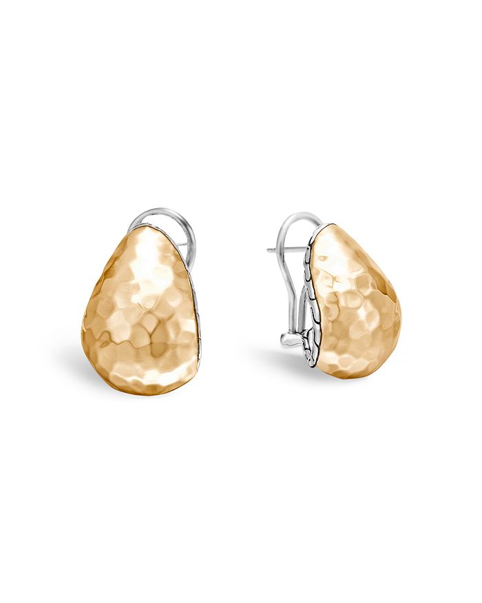 JOHN HARDY STERLING SILVER AND 18K YELLOW GOLD CLASSIC CHAIN BUDDHA BELLY EARRINGS,EZ97185