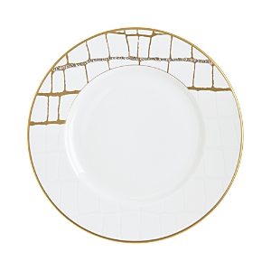 Prouna Domenico Vacca By  Alligator Gold Swarovski Crystal Salad Plate In White