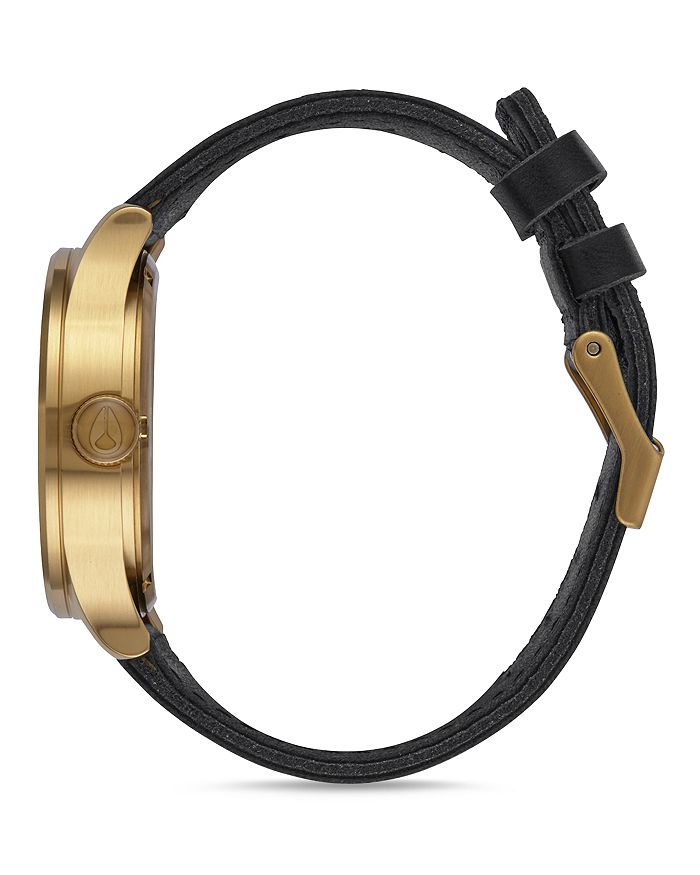 Shop Nixon Sentry Leather Strap Watch, 42mm In Black