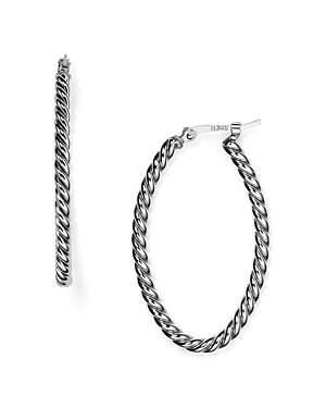 Sterling Silver Twisted Oval Hoop Earrings - 100% Exclusive