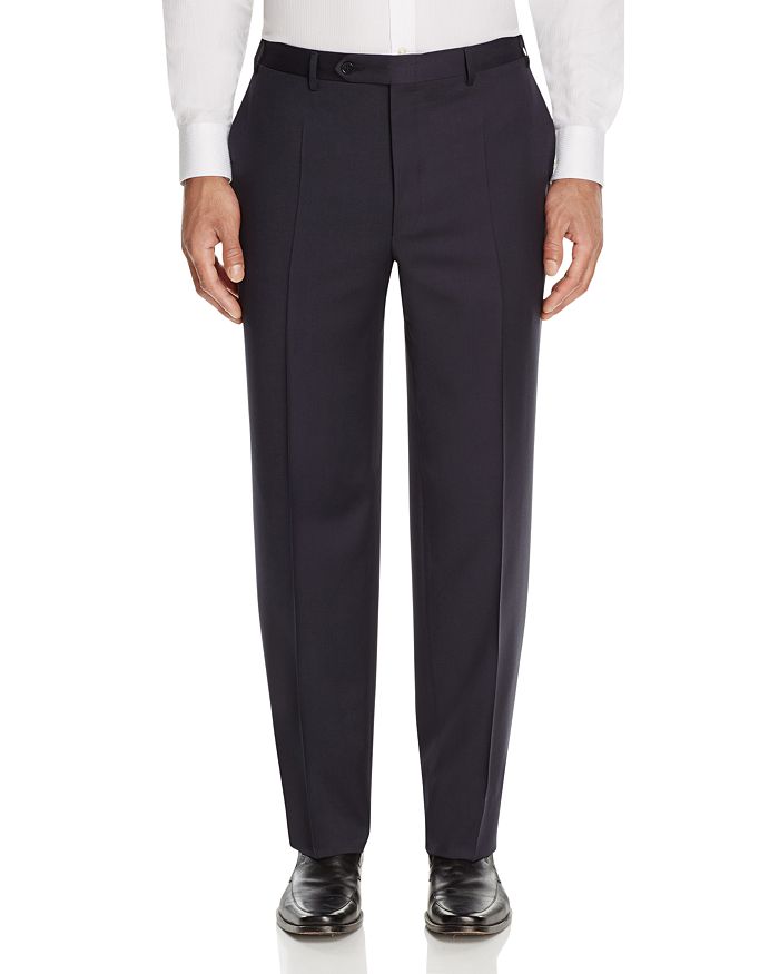 Canali Siena Tropical Weave Classic Fit Dress Trousers In Navy