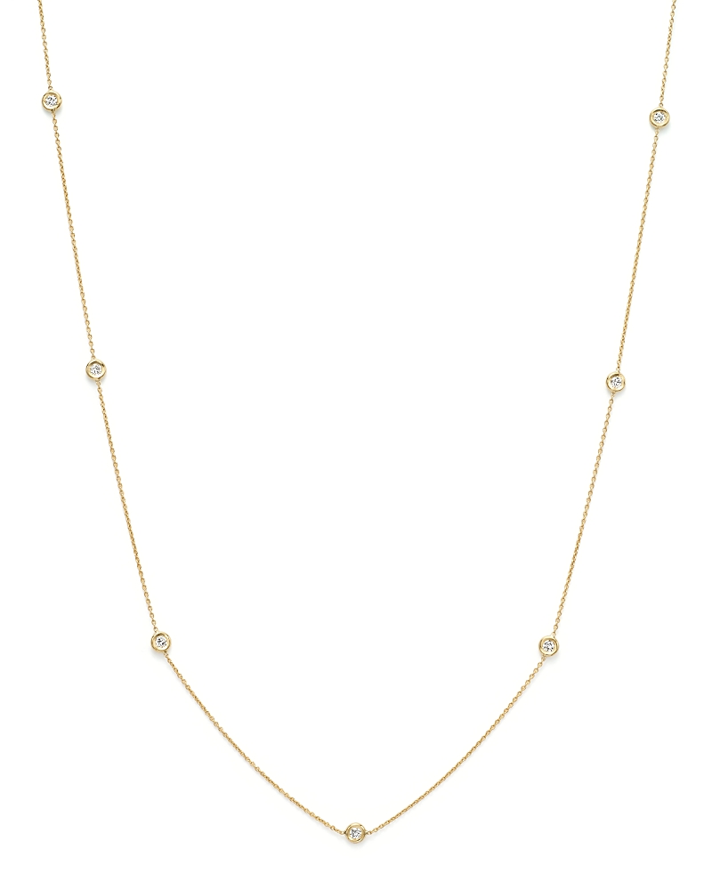 Roberto Coin 18K White Gold Bezel Diamond Station Necklace, 18