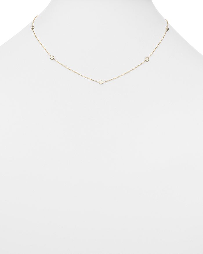 Shop Roberto Coin 18k Yellow Gold Seven Station Necklace With Diamonds, 18 In White/gold