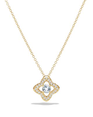David Yurman - Venetian Quatrefoil Necklace with Aquamarine and Diamonds in 18K Gold