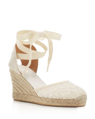 Soludos Lace Ankle Tie Espadrille Wedge 