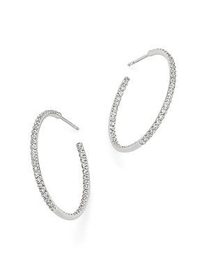 Roberto Coin 18K White Gold Large Micro Pave Diamond Hoop Earrings, 0.98 ct. t.w.