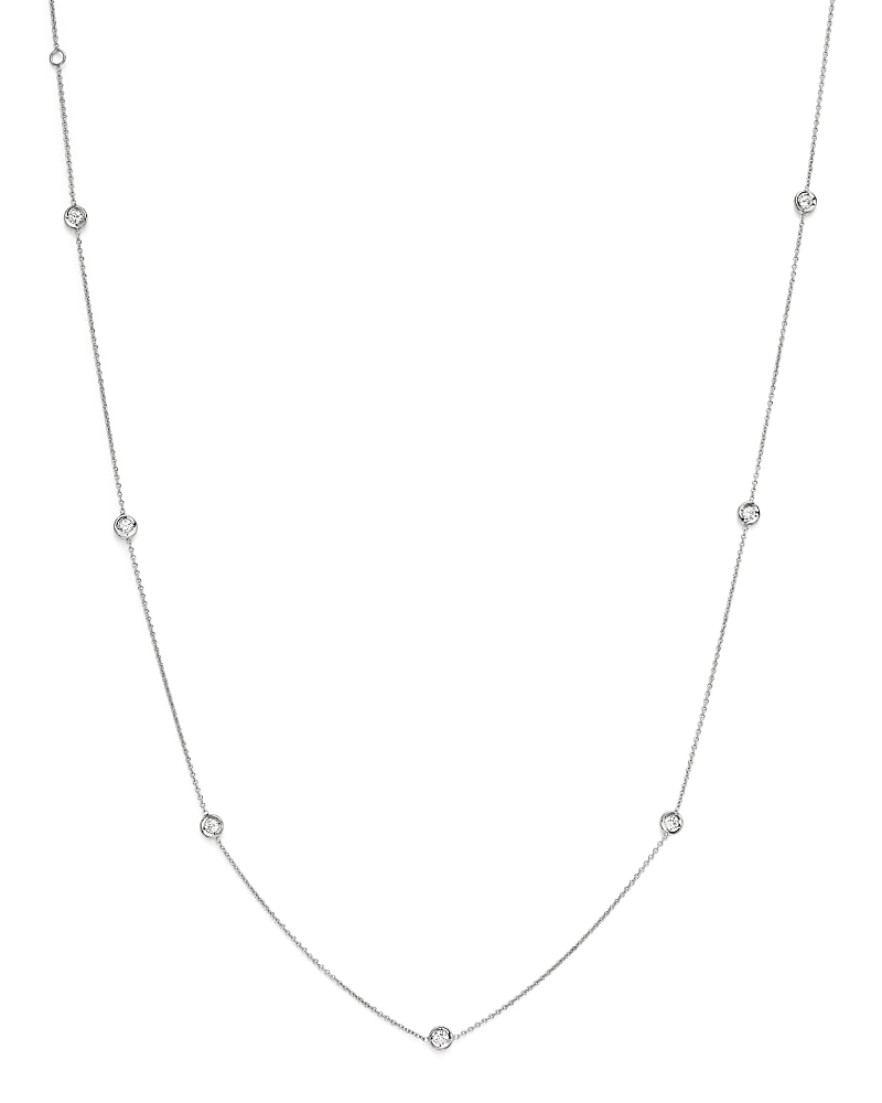 Roberto Coin 18K White Gold Bezel Diamond Station Necklace, 18