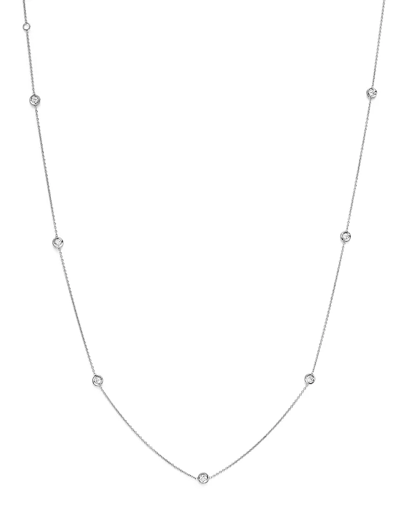 Roberto Coin 18K White Gold Bezel Diamond Station Necklace, 18