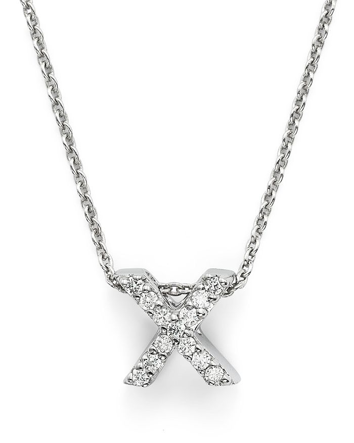 Roberto Coin 18k White Gold Initial Love Letter Pendant Necklace With Diamonds, 16 In X