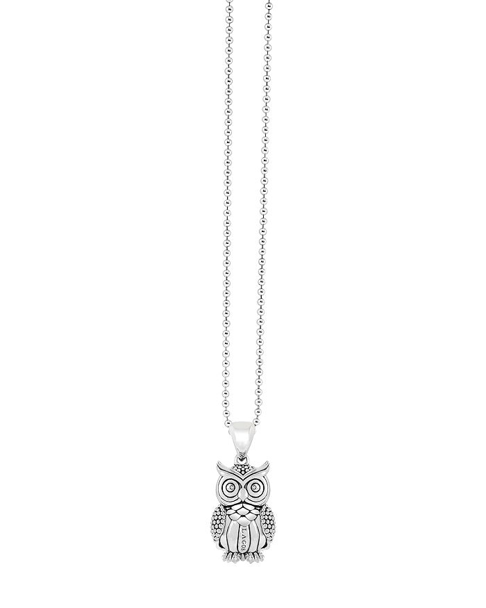 Shop Lagos Sterling Silver Rare Wonders Owl Pendant Necklace, 34