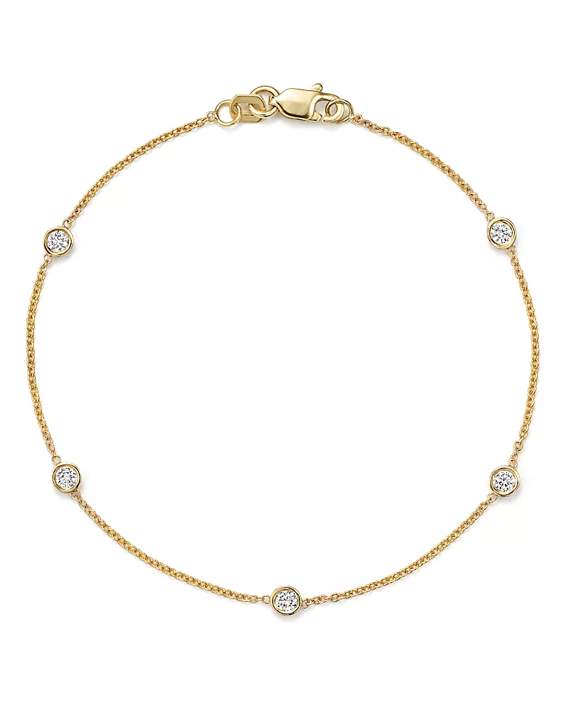 Diamond Station Bracelet in 14K Yellow Gold, .25 tcw
