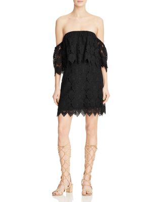 joa dress lace J.O.A Los Angeles Lace Black / Nude Lined Dress Womens Size Medium