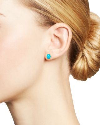 Turquoise Bezel Set Stud Earrings in 14K Yellow Gold&amp;nbsp;