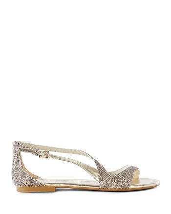 KAREN MILLEN Glitter Asymmetrical Flat Sandals | Bloomingdale's