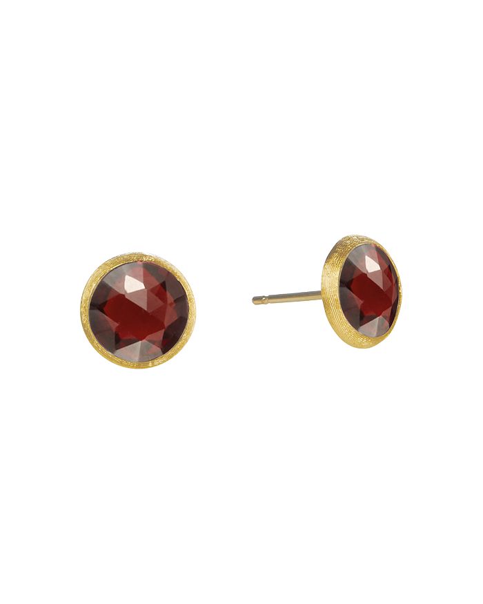 Shop Marco Bicego 18k Yellow Gold Jaipur Garnet Stud Earrings In Red/gold
