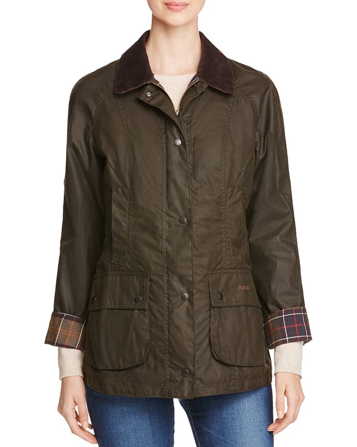 Shop Barbour Classic Beadnell Waxed Cotton Jacket In Olive