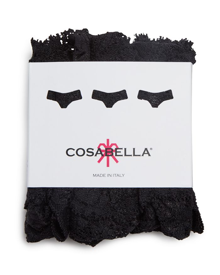 Shop Cosabella Never Say Never Cutie Low-rise Thongs, Set Of 3 In Black/black/black
