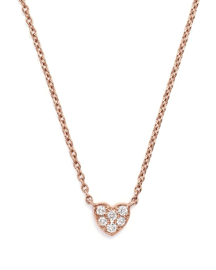 Bloomingdale's Mini Diamond Heart Pendant Necklace In 14k Rose Gold,.07 Ct. T.w. In White/rose