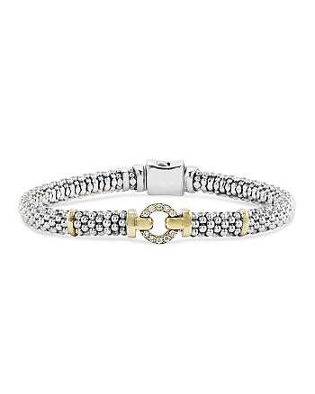 LAGOS - 18K Gold and Sterling Silver Caviar and Diamonds Rope Bracelet, 6mm