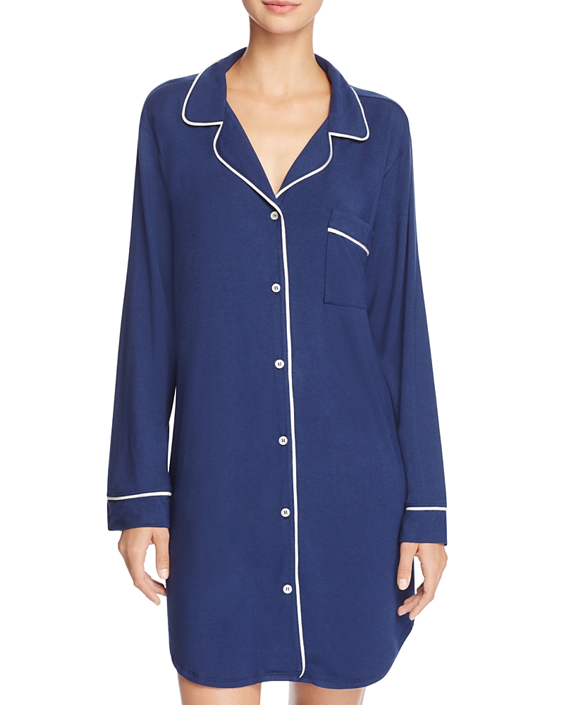 Eberjey Gisele Stretch Jersey Sleep Shirt In Navy/ivory
