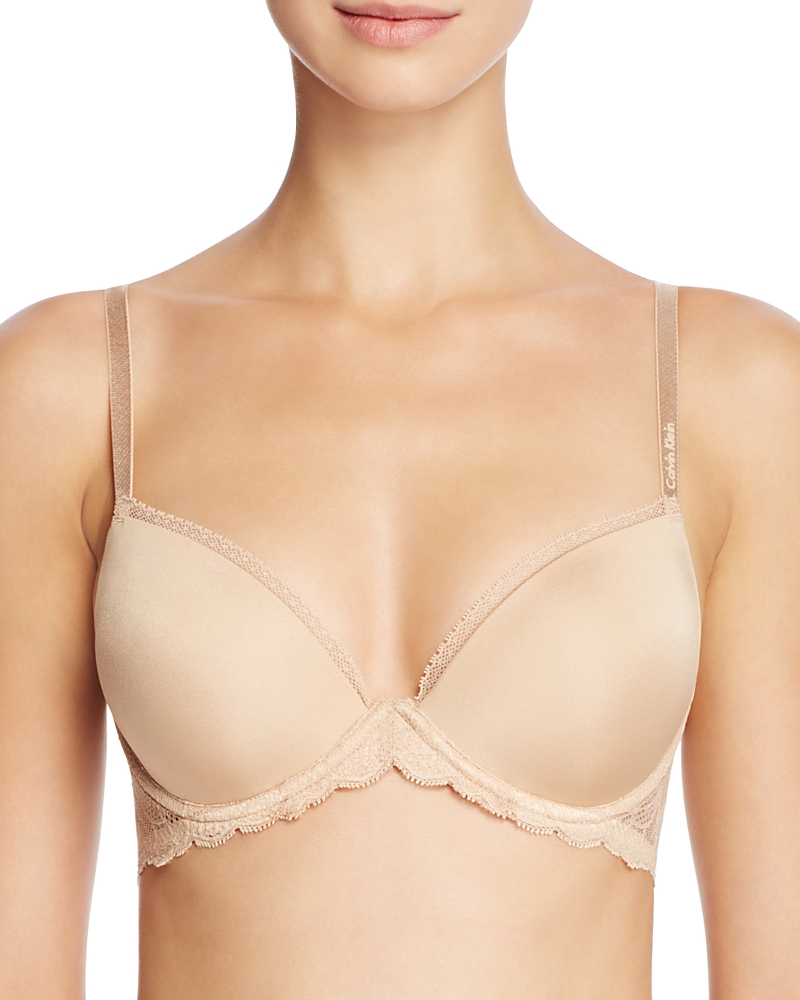 Calvin Klein Seductive Comfort Lace Demi Lift Convertible Bra In Neutral