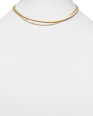 18K Yellow Gold Masai Two Strand Diamond Necklace, 17"