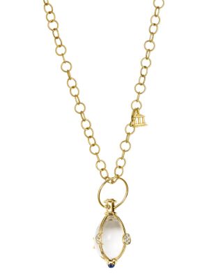 18K Yellow Gold Lunar Phase Amulet with Blue Sapphire and Diamond