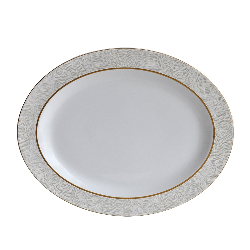 Bernardaud Sauvage White Oval Platter, 15" In Gold/white