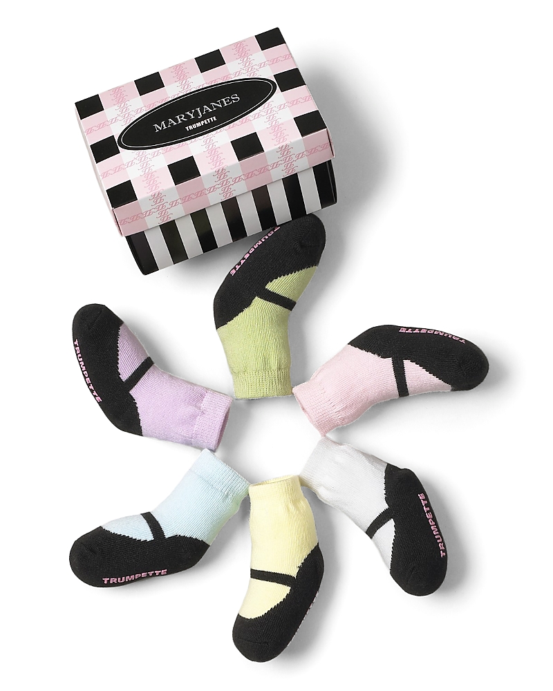 Trumpette Girls' Mary Jane Pastel Socks, 6 Pack - Baby