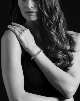 18K Yellow Gold and Sterling Silver Caviar Rope Bracelet with Diamonds