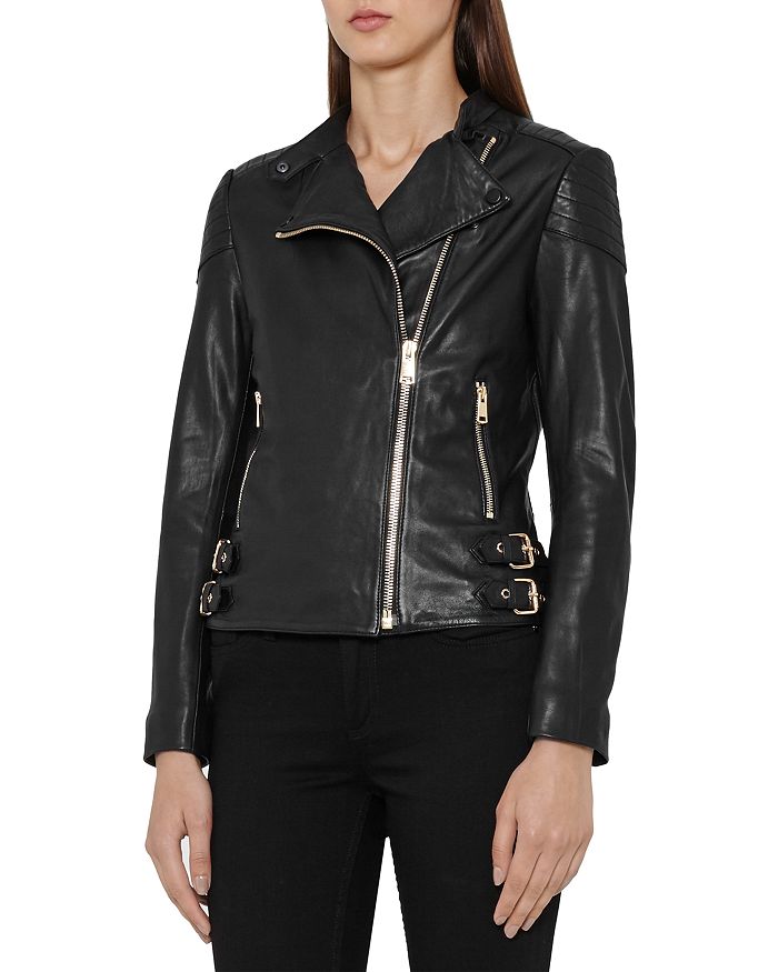 REISS Shelby Leather Biker Jacket | Bloomingdale's