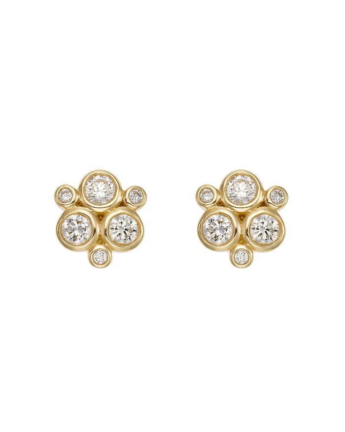 Shop Temple St. Clair 18k Yellow Gold Classic Trio Earrings With Diamonds In White/gold
