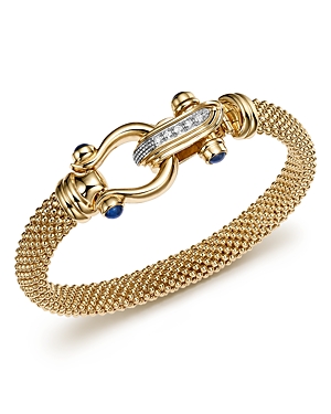 14K Yellow Gold Beaded Mesh Bracelet with Diamond Clasp - 100% Exclusive