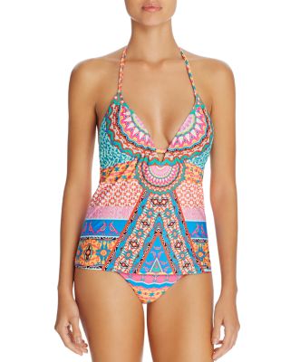 Medallion Halter Tankini Top & Medallion Hipster Bikini Bottom