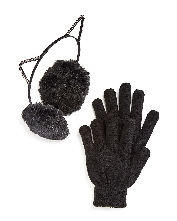 Capelli Girls' Kitty Faux Fur Earmuffs & Glove Set Bloomingdale's