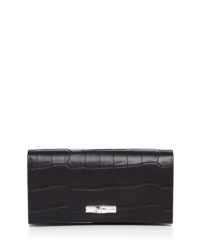 MICHAEL Michael Kors Croc Embossed Travel Continental Leather Wallet in  Black