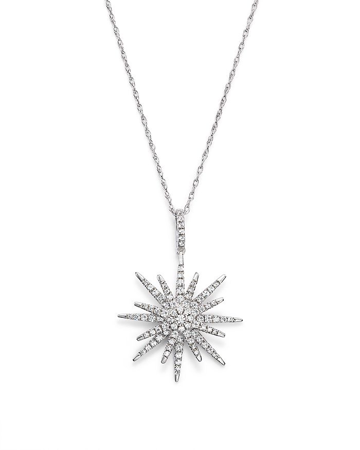 Bloomingdale's Diamond Starburst Pendant Necklace In 14k White Gold, 0.55 Ct. T.w. - 100% Exclusive