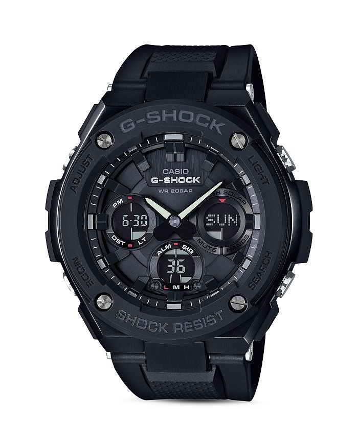 Shop G-shock Analog And Digital Combo Solar Strap Watch, 55.2mm In Black
